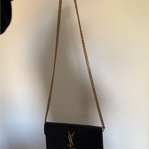 Yves Saint Laurent Black Crossbody with Gold Chain